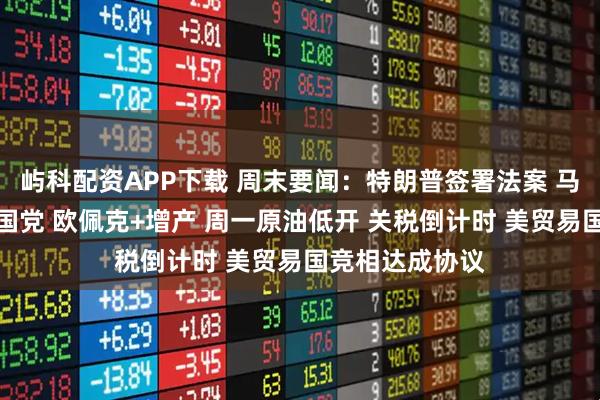 屿科配资APP下载 周末要闻：特朗普签署法案 马斯克欲成立美国党 欧佩克+增产 周一原油低开 关税倒计时 美贸易国竞相达成协议